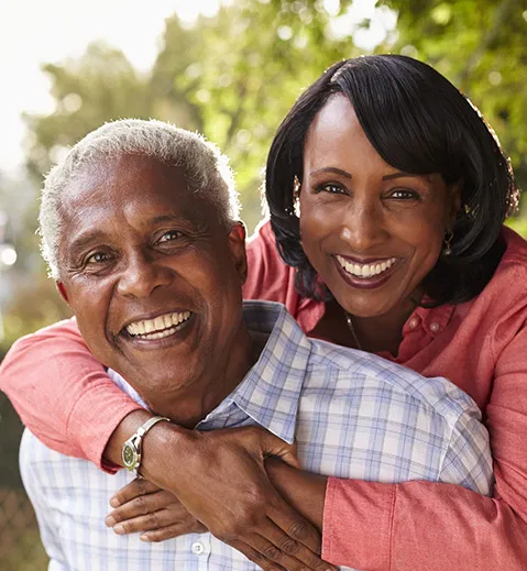 Older couple smile